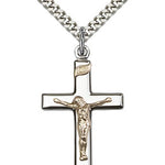 Crucifix Pendant, Two-Tone - 24&quot; 2.4mm Rhodium Plate Endless Chain