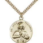 St. John Vianney Medal, Gold Filled - 24&quot; 2.4mm Gold Plated Endless Chain