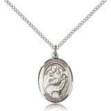 St. Jason Medal, Sterling Silver, Medium - 18&quot; 1.2mm Sterling Silver Chain + Clasp