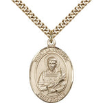 St. Lawrence Medal, Gold Filled, Large - 24&quot; 2.4mm Gold Plated Chain + Clasp