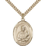 St. Lawrence Medal, Gold Filled, Large - 24&quot; 2.4mm Gold Plated Chain + Clasp
