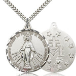 Miraculous Medal, Sterling Silver - 24&quot; 2.4mm Rhodium Plate Endless Chain