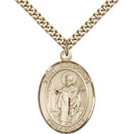 St. Wolfgang Medal, Gold Filled, Large - 24&quot; 2.4mm Gold Plated Chain + Clasp