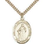 Our Lady of Knots Medal, Gold Filled, Large - 24&quot; 2.4mm Gold Plated Chain + Clasp