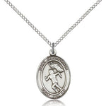 St. Christopher Track &amp; Field Medal, Sterling Silver, Medium - 18&quot; 1.2mm Sterling Silver Chain + Clasp