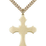 Cross Pendant, Gold Filled - 24&quot; 2.4mm Gold Plated Endless Chain