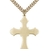Cross Pendant, Gold Filled - 24&quot; 2.4mm Gold Plated Endless Chain