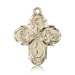 4 Way Cross Pendant, 14 Karat Gold - 14 KT Yellow Gold