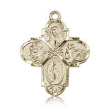 4 Way Cross Pendant, 14 Karat Gold - 14 KT Yellow Gold