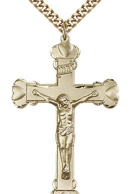 Crucifix Pendant, Gold Filled - 24&quot; 2.4mm Gold Plated Endless Chain