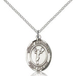 St. Sebastian Cheerleading Medal, Sterling Silver, Medium - 18&quot; 1.2mm Sterling Silver Chain + Clasp