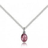Miraculous Medal, Sterling Silver - 18&quot; 1.2mm Sterling Silver Chain + Clasp