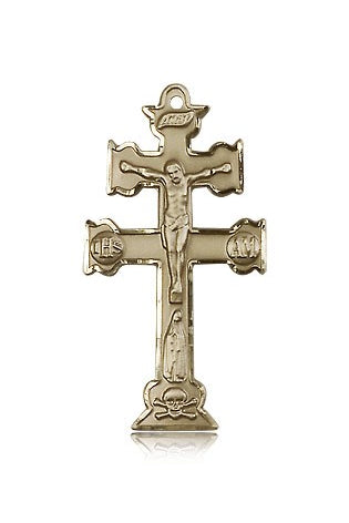Caravaca Crucifix Pendant, 14 Karat Gold - 14 KT Yellow Gold