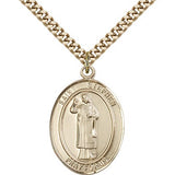 St. Stephen the Martyr Medal, Gold Filled, Large - 24&quot; 2.4mm Gold Plated Chain + Clasp