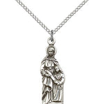 St. Ann Medal, Sterling Silver - 18&quot; 1.2mm Sterling Silver Chain + Clasp