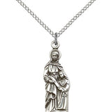 St. Ann Medal, Sterling Silver - 18&quot; 1.2mm Sterling Silver Chain + Clasp