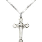 Cross Pendant, Sterling Silver - 18&quot; 1.2mm Sterling Silver Chain + Clasp