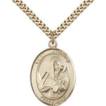 St. Andrew the Apostle Medal, Gold Filled, Large - 24&quot; 2.4mm Gold Plated Chain + Clasp