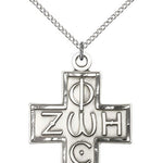 Light and Life Cross Pendant, Sterling Silver - 18&quot; 1.2mm Sterling Silver Chain + Clasp