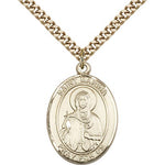 St. Marina Medal, Gold Filled, Large - 24&quot; 2.4mm Gold Plated Chain + Clasp