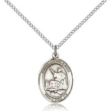St. John Licci Medal, Sterling Silver, Medium - 18&quot; 1.2mm Sterling Silver Chain + Clasp