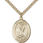 St. Helen Medal, Gold Filled, Large - 24&quot; 2.4mm Gold Plated Chain + Clasp