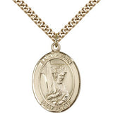 St. Helen Medal, Gold Filled, Large - 24&quot; 2.4mm Gold Plated Chain + Clasp