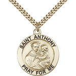 St. Anthony Medal, Gold Filled - 24&quot; 2.4mm Gold Plated Endless Chain