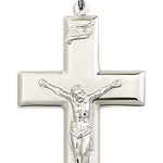 Crucifix Pendant, Sterling Silver - 24&quot; 2.4mm Rhodium Plate Endless Chain