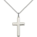 Cross Pendant, Sterling Silver - 18&quot; 1.2mm Sterling Silver Chain + Clasp