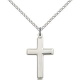 Cross Pendant, Sterling Silver - 18&quot; 1.2mm Sterling Silver Chain + Clasp