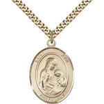 St. Ann Medal, Gold Filled, Large - 24&quot; 2.4mm Gold Plated Chain + Clasp