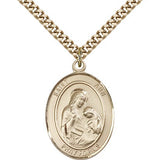 St. Ann Medal, Gold Filled, Large - 24&quot; 2.4mm Gold Plated Chain + Clasp