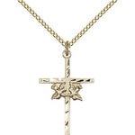 Doves Cross Pendant, Gold Filled - Gold-tone