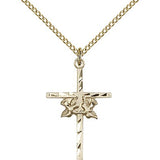 Doves Cross Pendant, Gold Filled - Gold-tone