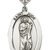 St. Jude Medal, Sterling Silver - 24&quot; 2.4mm Rhodium Plate Endless Chain