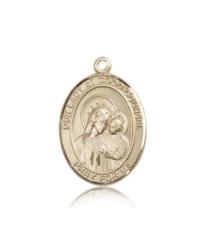 Our Lady of Good Counsel Medal, 14 Karat Gold, Large - 14 KT Yellow Gold