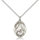 Our Lady of Grapes Medal, Sterling Silver, Medium - 18&quot; 1.2mm Sterling Silver Chain + Clasp