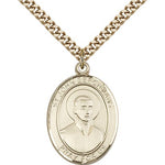 St. John Berchmans Medal, Gold Filled, Large - 24&quot; 2.4mm Gold Plated Chain + Clasp