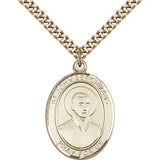St. John Berchmans Medal, Gold Filled, Large - 24&quot; 2.4mm Gold Plated Chain + Clasp