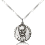 Pope Pius X Medal, Sterling Silver - 18&quot; 1.2mm Sterling Silver Chain + Clasp