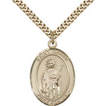 St. Grace Medal, Gold Filled, Large - 24&quot; 2.4mm Gold Plated Chain + Clasp