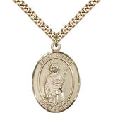 St. Grace Medal, Gold Filled, Large - 24&quot; 2.4mm Gold Plated Chain + Clasp