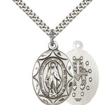 Miraculous Medal, Sterling Silver - 24&quot; 2.4mm Rhodium Plate Endless Chain