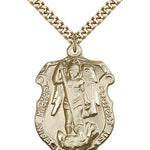 St. Michael the Archangel Medal, Gold Filled - 24&quot; 2.4mm Gold Plated Endless Chain