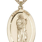 St. Jude Medal, Gold Filled - 24&quot; 2.4mm Gold Plated Endless Chain