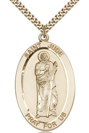 St. Jude Medal, Gold Filled - 24&quot; 2.4mm Gold Plated Endless Chain