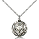 Lutheran Medal, Sterling Silver - 18&quot; 1.2mm Sterling Silver Chain + Clasp