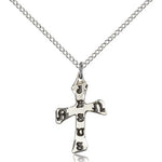 Cross Pendant, Sterling Silver - 18&quot; 1.2mm Sterling Silver Chain + Clasp