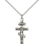 Crucifix Pendant, Sterling Silver - 18&quot; 1.2mm Sterling Silver Chain + Clasp